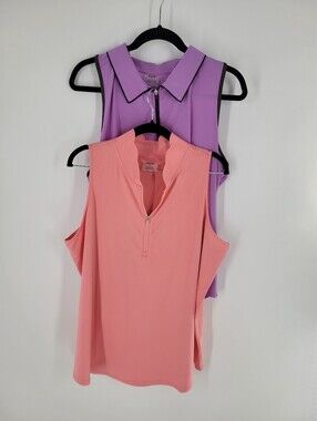 Jofit Womens Lightweight Sleeveless Golf Polo Shirt 1/4 Zip Size XXL